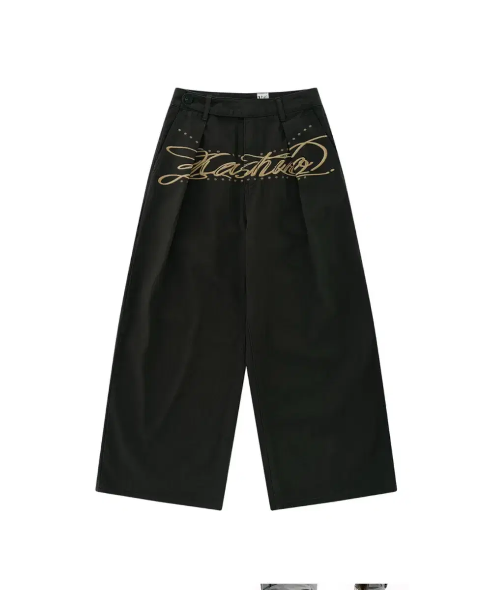 카시코 Emboridered Pintuck wide pants 차콜